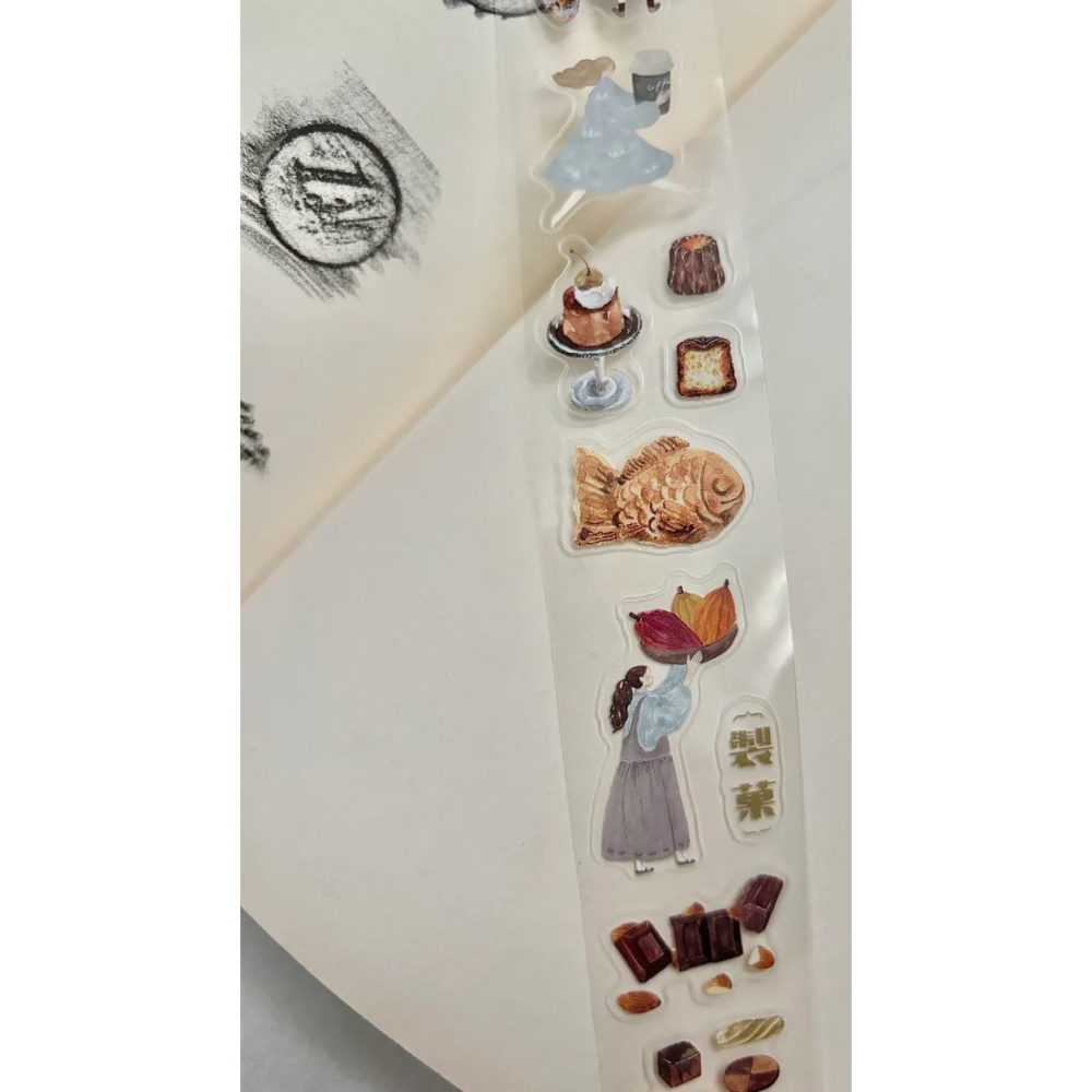 【改版5m割型】Pion mini girl_菓 3.5cm割型亮面PET膠帶【立夏手帳生活】-細節圖4