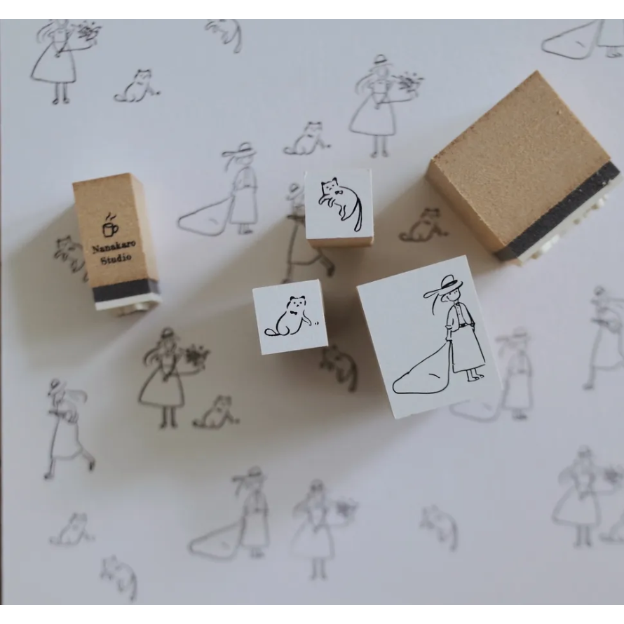 【追加1款字章】茄子先生 Her & Her Kitty & 英文手寫字 單顆小印章 木頭橡皮章【立夏手帳生活】-細節圖3