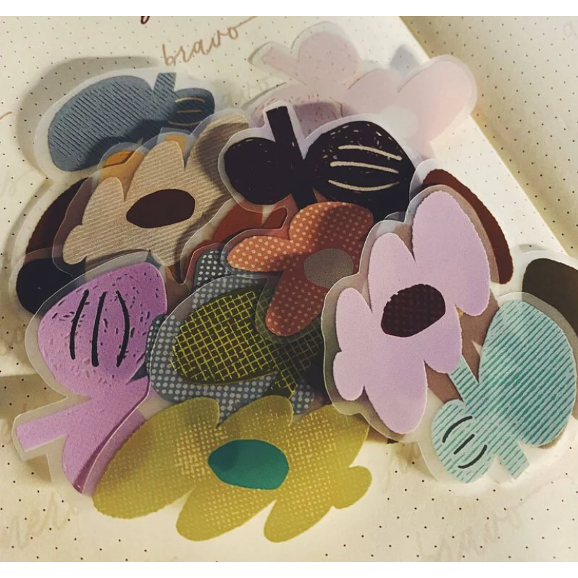 〔Gentle新版〕什物a kind of cafe 大花朵 HiFlower 5cm亮面PET膠帶【立夏手帳生活】-細節圖2