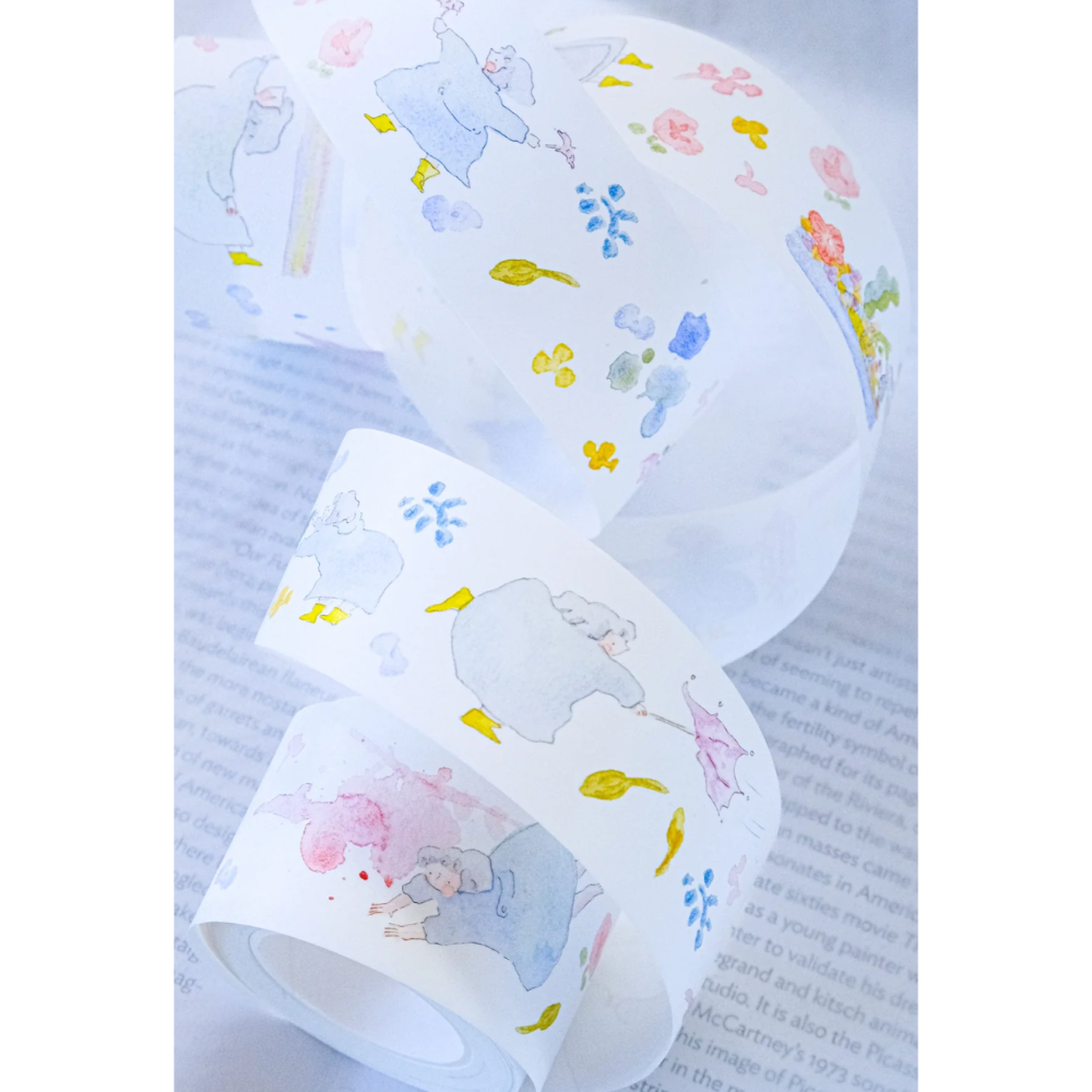【雙材質】dodolulu『雨中漫步』3.5cm霧面PET膠帶/和紙膠帶【立夏手帳生活】-細節圖2