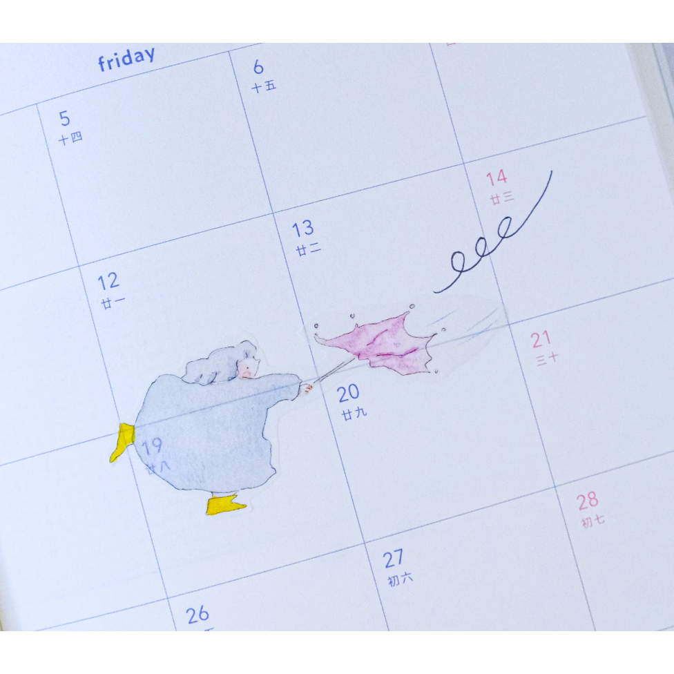 【雙材質】dodolulu『雨中漫步』3.5cm霧面PET膠帶/和紙膠帶【立夏手帳生活】-細節圖4