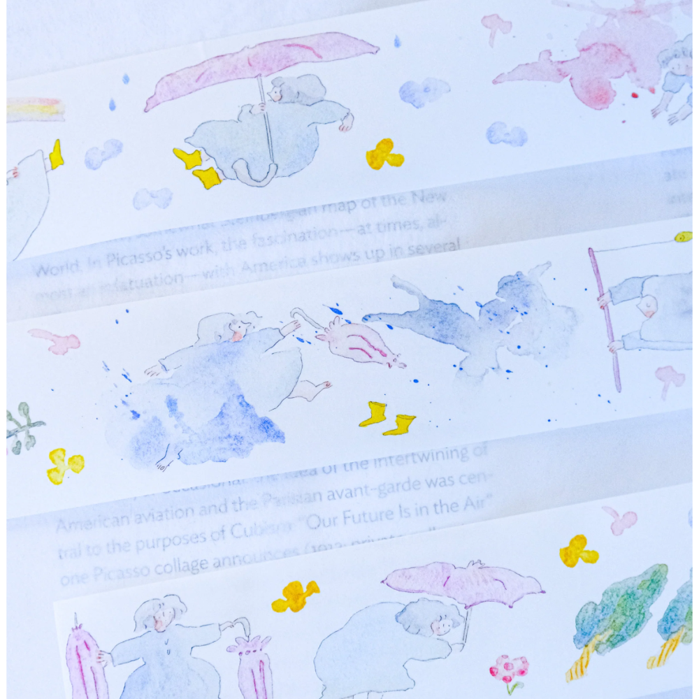 【雙材質】dodolulu『雨中漫步』3.5cm霧面PET膠帶/和紙膠帶【立夏手帳生活】-細節圖6