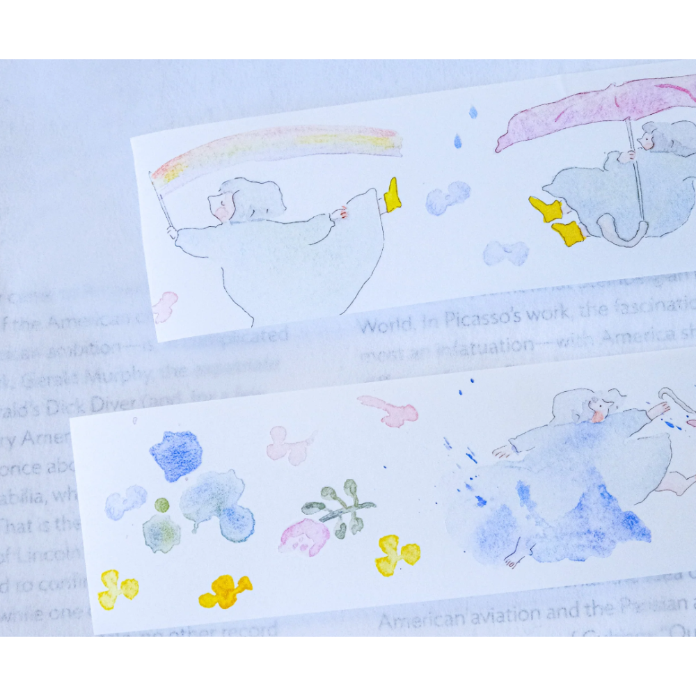 【雙材質】dodolulu『雨中漫步』3.5cm霧面PET膠帶/和紙膠帶【立夏手帳生活】-細節圖7