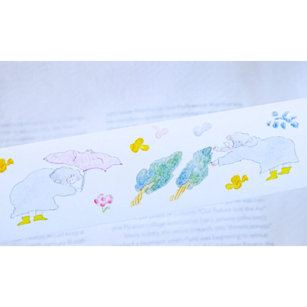 【雙材質】dodolulu『雨中漫步』3.5cm霧面PET膠帶/和紙膠帶【立夏手帳生活】-細節圖8