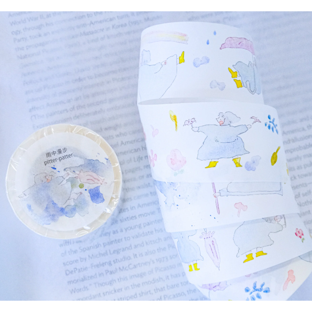 【雙材質】dodolulu『雨中漫步』3.5cm霧面PET膠帶/和紙膠帶【立夏手帳生活】-細節圖9