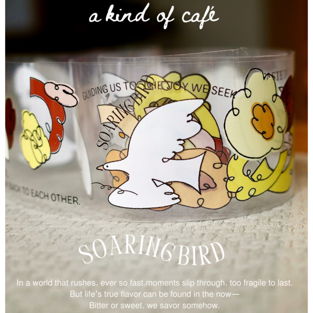 什物a kind of cafe 卷卷花鳥 Soaring bird 4cm亮面PET膠帶【立夏手帳生活】-細節圖3