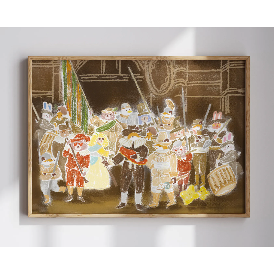 【2款】你好工作室 A4插畫海報 狐吉博物館 Huchii Museum系列 叢林/夜巡【立夏手帳生活】-規格圖2