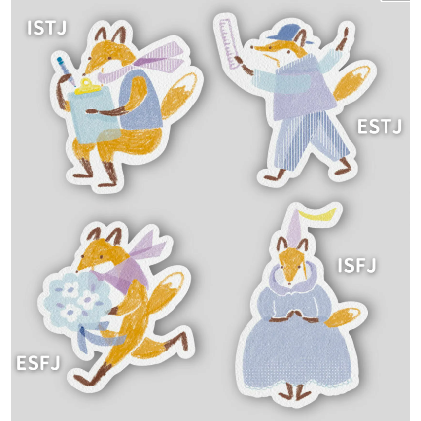 【16款】你好工作室 狐吉16型人格貼紙 Huchii MBTI 單張割型貼紙【立夏手帳生活】-細節圖2