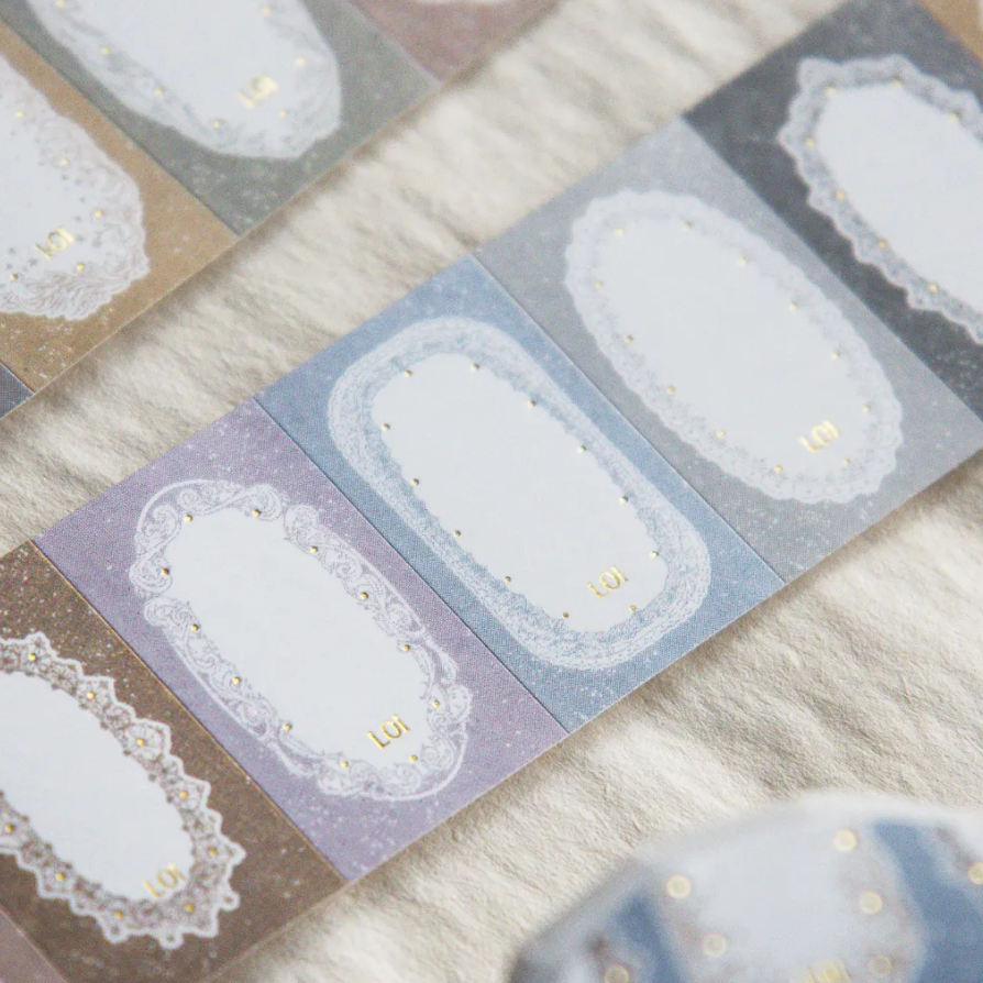 樂意 loidesign 暮春絮語 蕾絲框 3cm燙金標籤貼紙卷【立夏手帳生活】-細節圖3