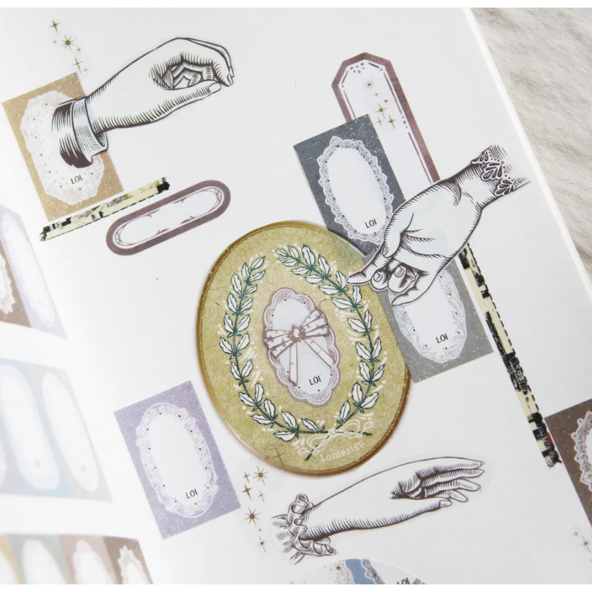 樂意 loidesign 暮春絮語 蕾絲框 3cm燙金標籤貼紙卷【立夏手帳生活】-細節圖5