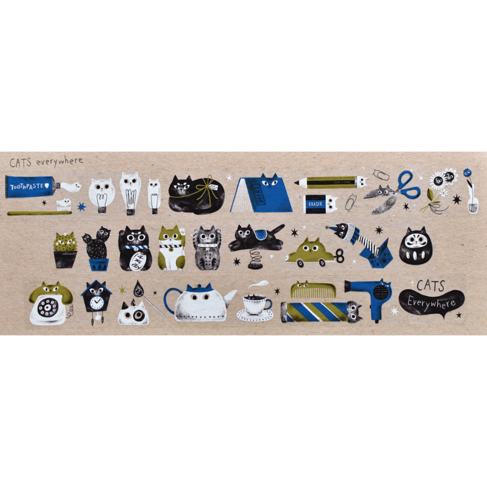 大芝麻小花生 到處都是貓 4cm霧面PET膠帶【立夏手帳生活】-細節圖3