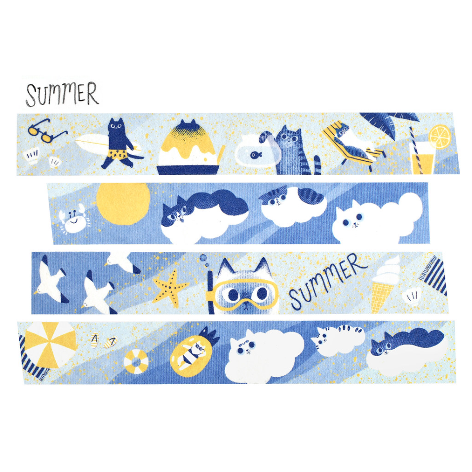 【4款】大芝麻小花生 好多貓貓的春天/夏天/秋天/冬天 和紙燙金燙銀紙膠帶【立夏手帳生活】-細節圖4