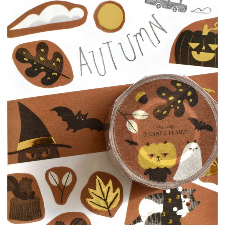 【4款】大芝麻小花生 好多貓貓的春天/夏天/秋天/冬天 和紙燙金燙銀紙膠帶【立夏手帳生活】-規格圖8