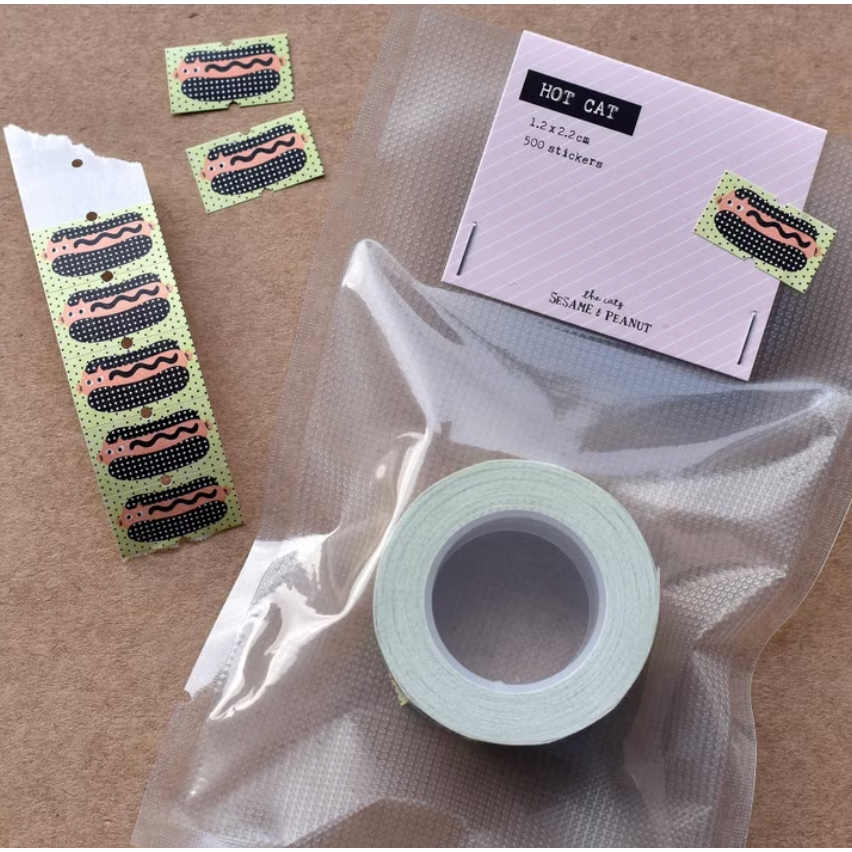 【2款】大芝麻小花生 標籤貼紙卷「熱貓/冰淇淋貓貓」【立夏手帳生活】-細節圖2
