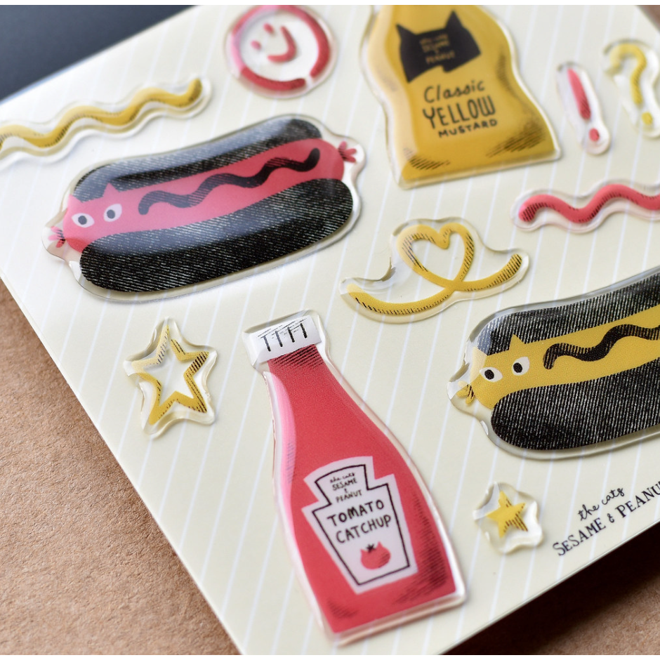 【2款】大芝麻小花生 滴膠貼紙「熱貓/冰淇淋貓貓」【立夏手帳生活】-細節圖2
