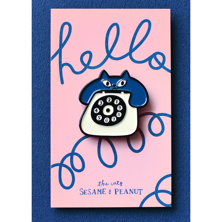 【3款】大芝麻小花生 金屬別針「芝麻招財貓/電話貓貓/鉛筆貓貓」【立夏手帳生活】-細節圖2