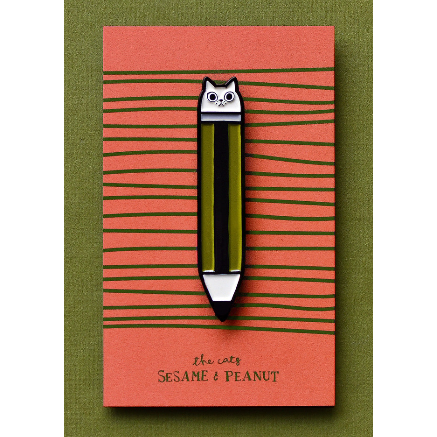 【3款】大芝麻小花生 金屬別針「芝麻招財貓/電話貓貓/鉛筆貓貓」【立夏手帳生活】-細節圖3