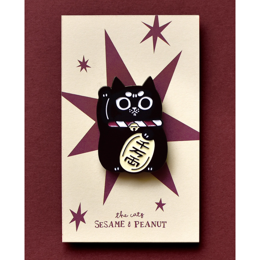 【3款】大芝麻小花生 金屬別針「芝麻招財貓/電話貓貓/鉛筆貓貓」【立夏手帳生活】-規格圖3