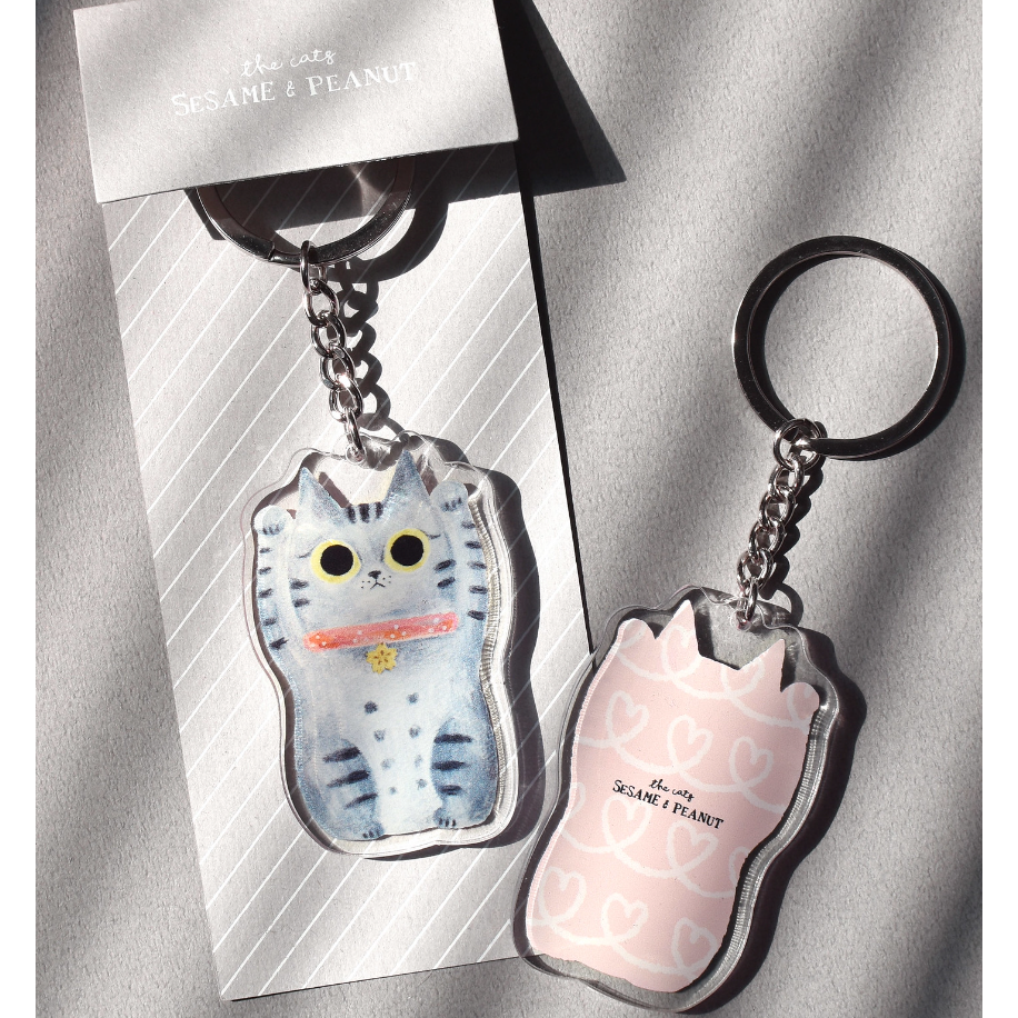 【3款】大芝麻小花生 壓克力鑰匙圈「芝麻招財貓/花生招財貓/屁屁招財貓」【立夏手帳生活】-規格圖4