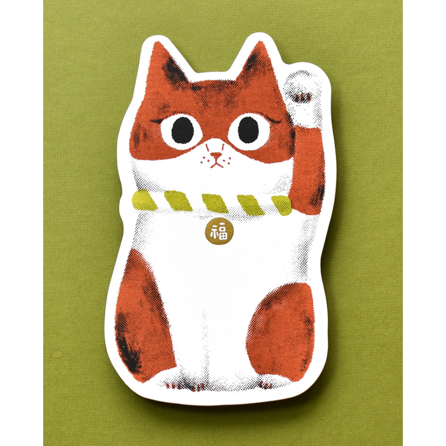 【2款】大芝麻小花生 手工絹印卡片「花生招財貓/屁屁招財貓」【立夏手帳生活】-細節圖3