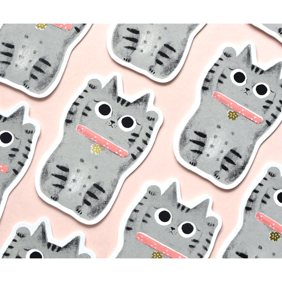 【2款】大芝麻小花生 手工絹印卡片「花生招財貓/屁屁招財貓」【立夏手帳生活】-細節圖5