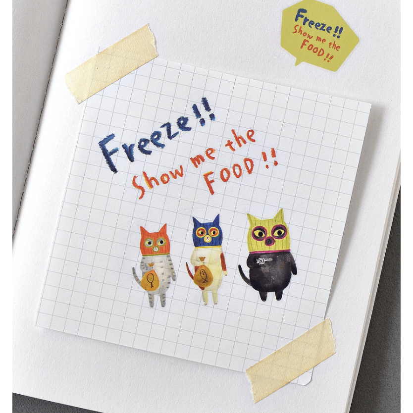 【2款】大芝麻小花生 感壓轉印貼紙「臭貓頭/小搶匪」【立夏手帳生活】-細節圖2