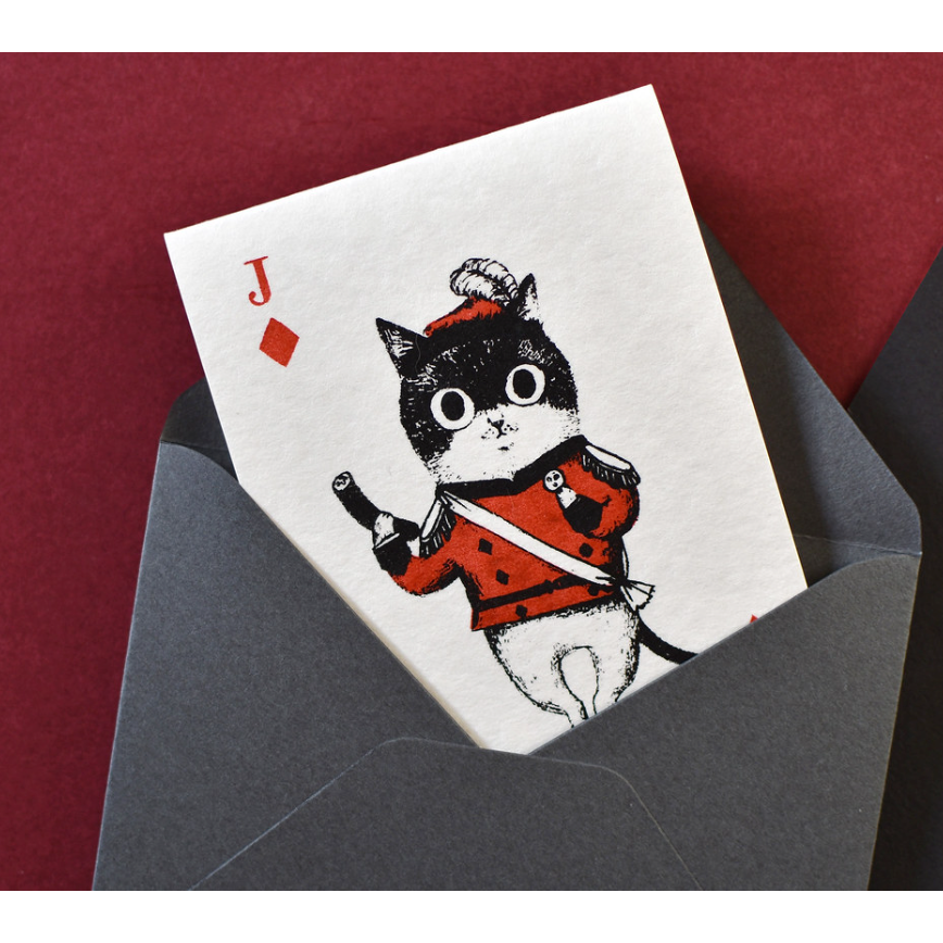 【3款】大芝麻小花生 撲克牌卡片+信封組「橘貓花生方塊侍衛/虎斑貓屁屁紅心皇后/法鬥豆油黑桃國王」【立夏手帳生活】-細節圖2