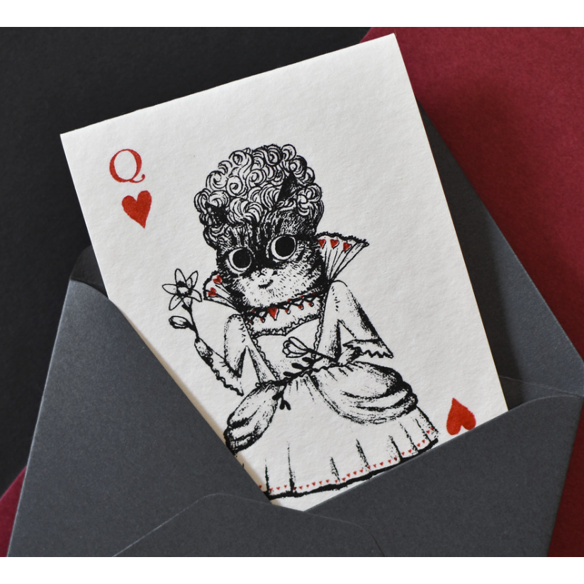 【3款】大芝麻小花生 撲克牌卡片+信封組「橘貓花生方塊侍衛/虎斑貓屁屁紅心皇后/法鬥豆油黑桃國王」【立夏手帳生活】-細節圖4