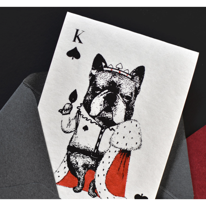 【3款】大芝麻小花生 撲克牌卡片+信封組「橘貓花生方塊侍衛/虎斑貓屁屁紅心皇后/法鬥豆油黑桃國王」【立夏手帳生活】-細節圖6