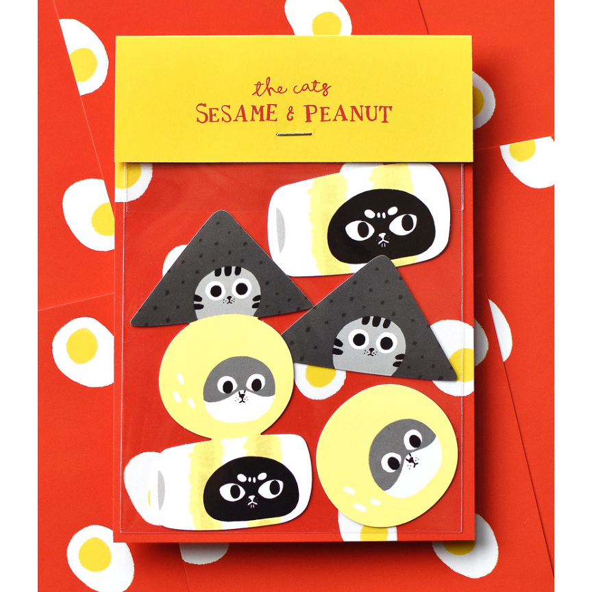 【5款】大芝麻小花生 疊疊貓防水貼紙包「疊疊關東煮/疊疊穿雨衣/疊疊仙人掌/疊疊雪人/疊疊冰淇淋」【立夏手帳生活】-細節圖2