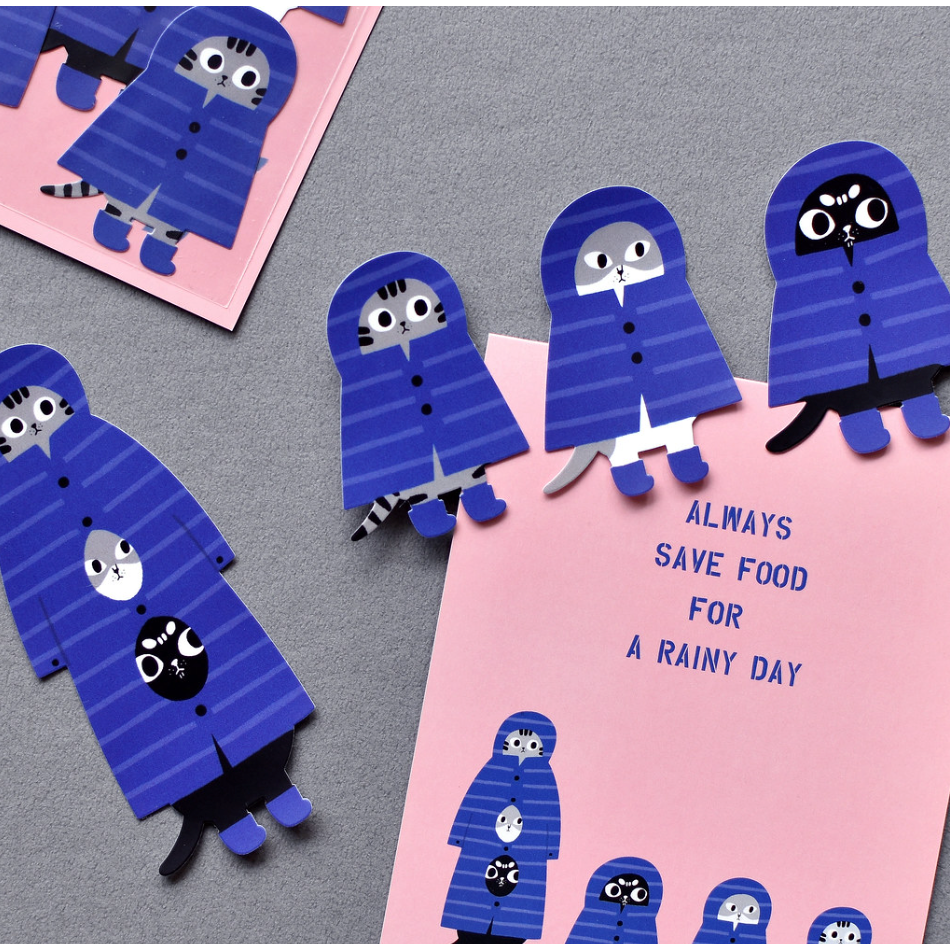 【5款】大芝麻小花生 疊疊貓防水貼紙包「疊疊關東煮/疊疊穿雨衣/疊疊仙人掌/疊疊雪人/疊疊冰淇淋」【立夏手帳生活】-細節圖3