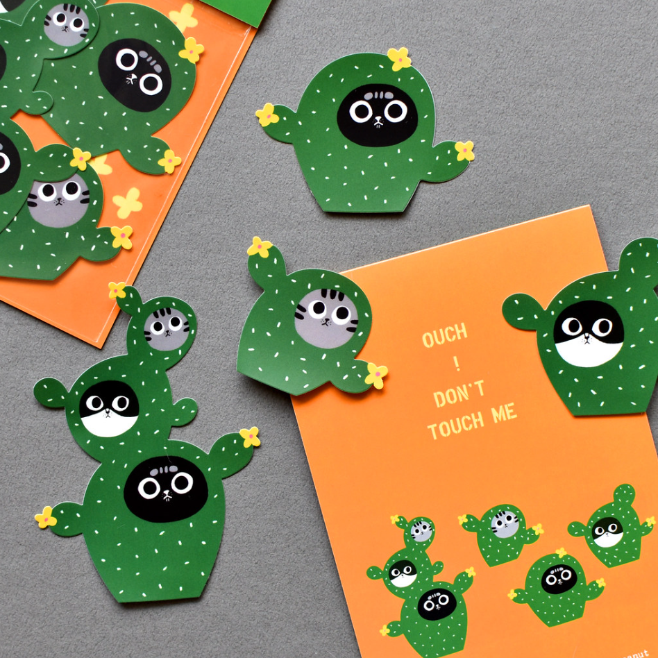 【5款】大芝麻小花生 疊疊貓防水貼紙包「疊疊關東煮/疊疊穿雨衣/疊疊仙人掌/疊疊雪人/疊疊冰淇淋」【立夏手帳生活】-細節圖5