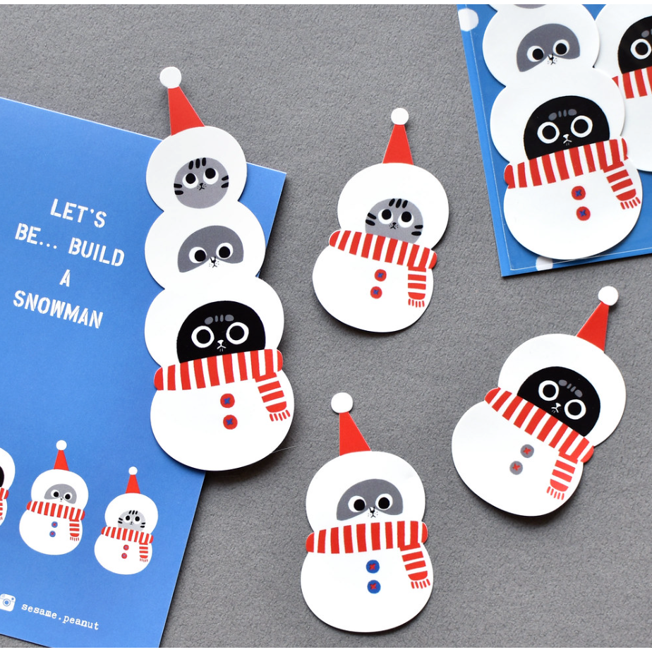 【5款】大芝麻小花生 疊疊貓防水貼紙包「疊疊關東煮/疊疊穿雨衣/疊疊仙人掌/疊疊雪人/疊疊冰淇淋」【立夏手帳生活】-細節圖7