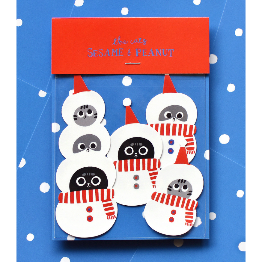 【5款】大芝麻小花生 疊疊貓防水貼紙包「疊疊關東煮/疊疊穿雨衣/疊疊仙人掌/疊疊雪人/疊疊冰淇淋」【立夏手帳生活】-細節圖8