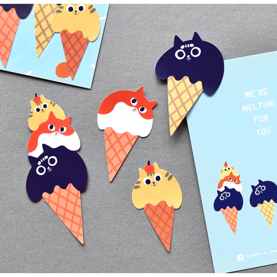 【5款】大芝麻小花生 疊疊貓防水貼紙包「疊疊關東煮/疊疊穿雨衣/疊疊仙人掌/疊疊雪人/疊疊冰淇淋」【立夏手帳生活】-細節圖9