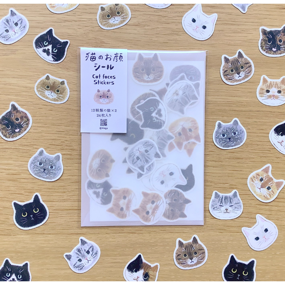 4legs 貓貓頭 割型貼紙包 4 legs 貓咪 日本製【立夏手帳生活】-細節圖2