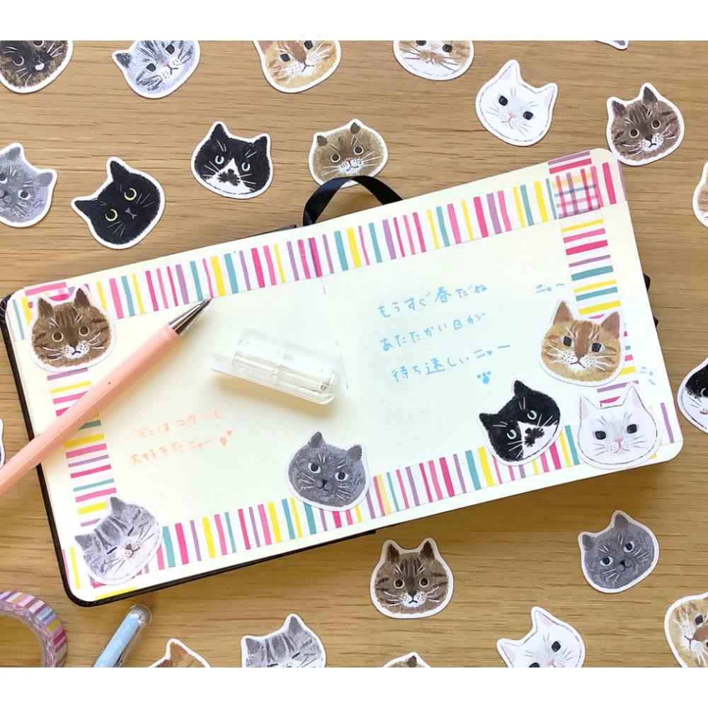 4legs 貓貓頭 割型貼紙包 4 legs 貓咪 日本製【立夏手帳生活】-細節圖10