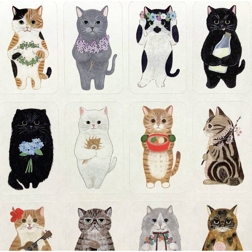 4legs「繪本貓咪們」上質紙貼紙組 4 legs 貓咪 日本製【立夏手帳生活】-細節圖2