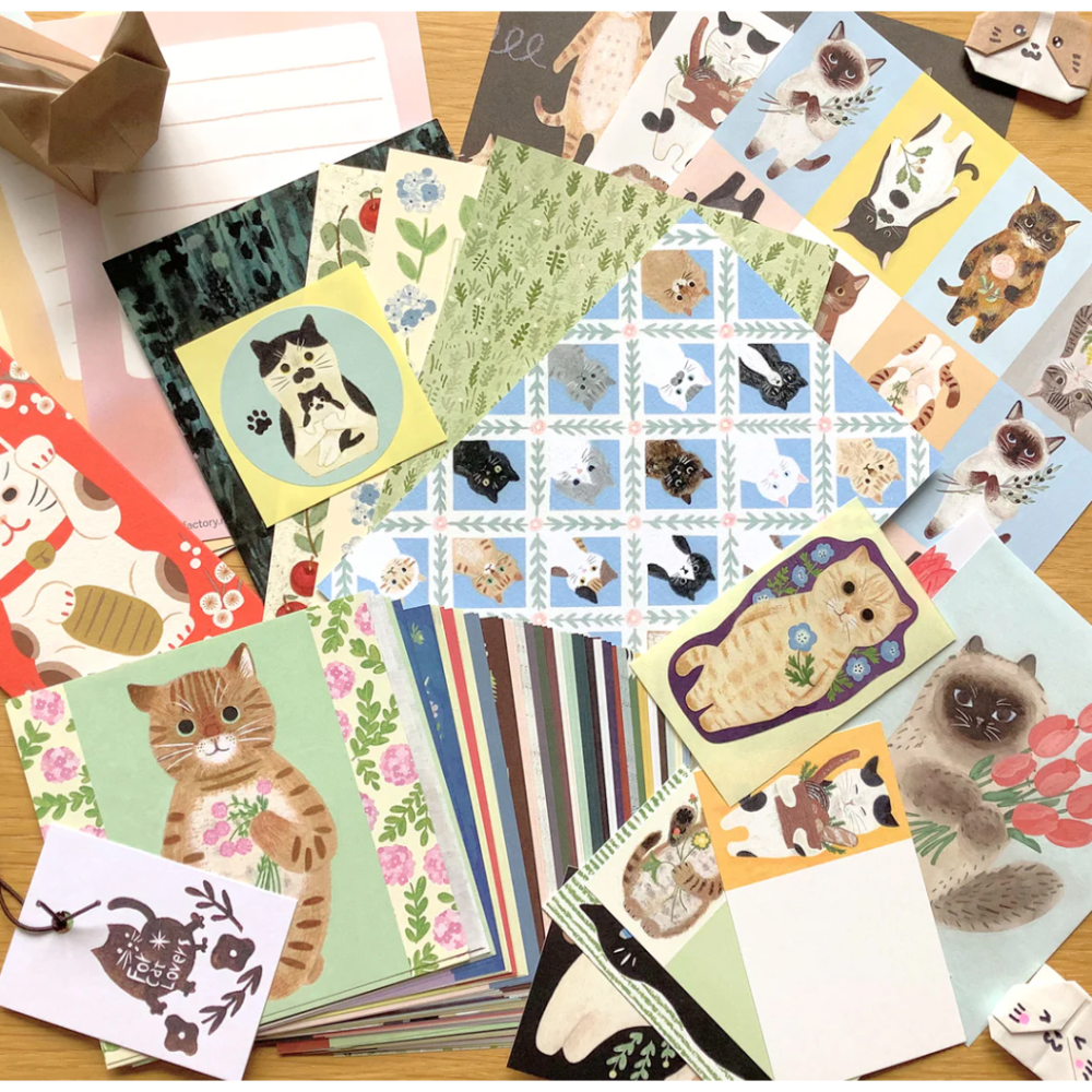 4legs 各種貓貓貼紙＆紙素材組合包 The Cat Set 4 legs 貓咪 日本製【立夏手帳生活】-細節圖2