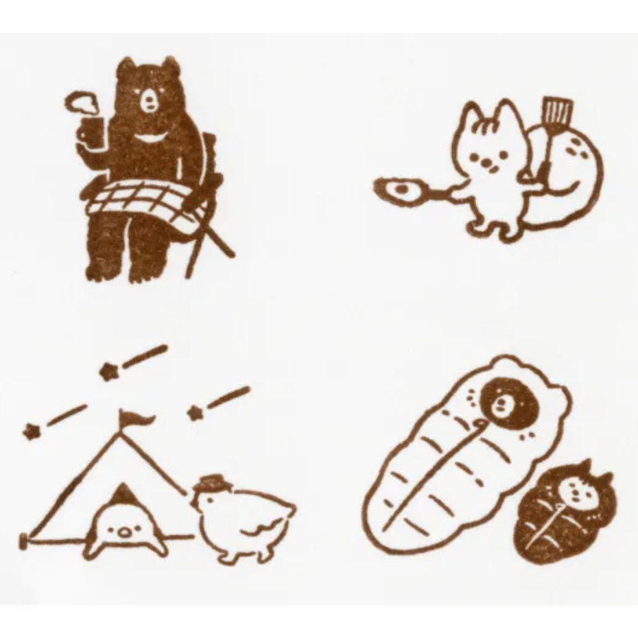 【共8款】NB社 「山葉町內會」木頭印章4顆組 鄉村風小動物 日本製【立夏手帳生活】-細節圖2