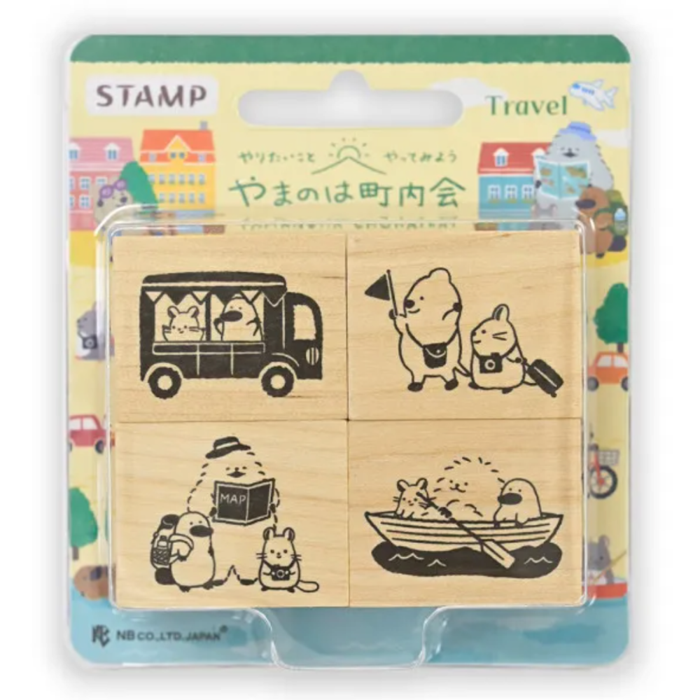 【共8款】NB社 「山葉町內會」木頭印章4顆組 鄉村風小動物 日本製【立夏手帳生活】-細節圖3