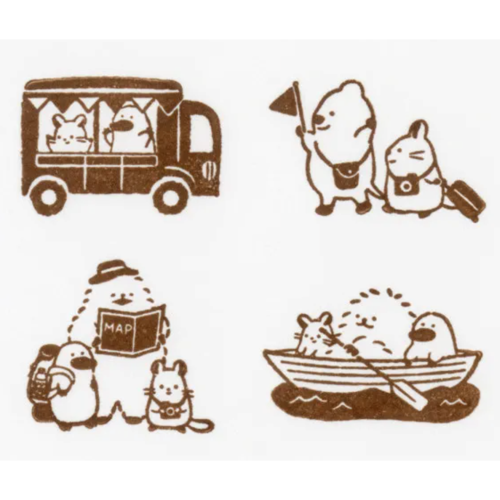 【共8款】NB社 「山葉町內會」木頭印章4顆組 鄉村風小動物 日本製【立夏手帳生活】-細節圖4