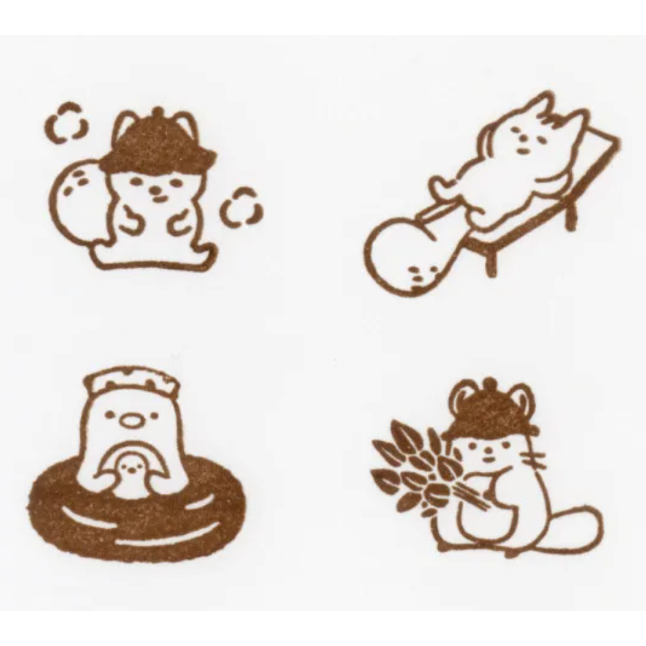 【共8款】NB社 「山葉町內會」木頭印章4顆組 鄉村風小動物 日本製【立夏手帳生活】-細節圖9