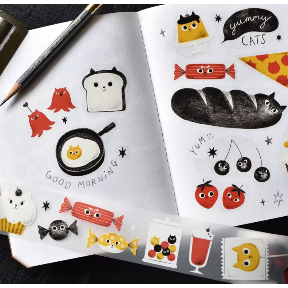 大芝麻小花生 好好吃的貓 4cm霧面PET膠帶【立夏手帳生活】-細節圖2