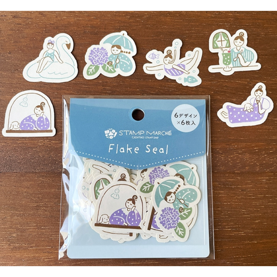 日本stamp marche 夏天女孩款 割型貼紙包【立夏手帳生活】-細節圖2