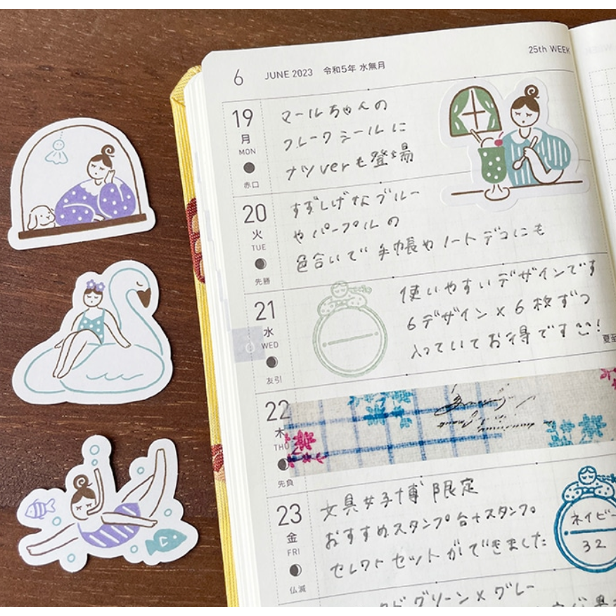 日本stamp marche 夏天女孩款 割型貼紙包【立夏手帳生活】-細節圖3