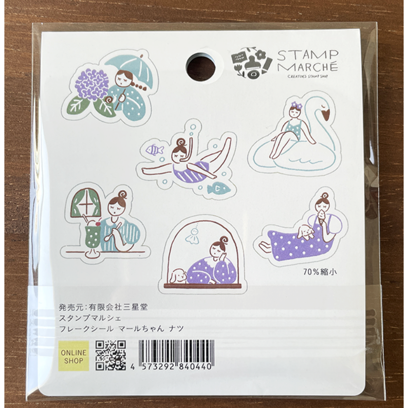 日本stamp marche 夏天女孩款 割型貼紙包【立夏手帳生活】-細節圖4