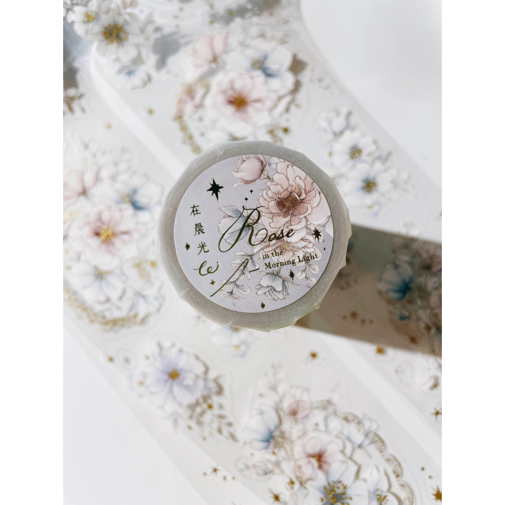 樂意 在晨光的玫瑰Rose in the Morning Light 7cm亮面割型燙金PET膠帶【立夏手帳生活】-細節圖3