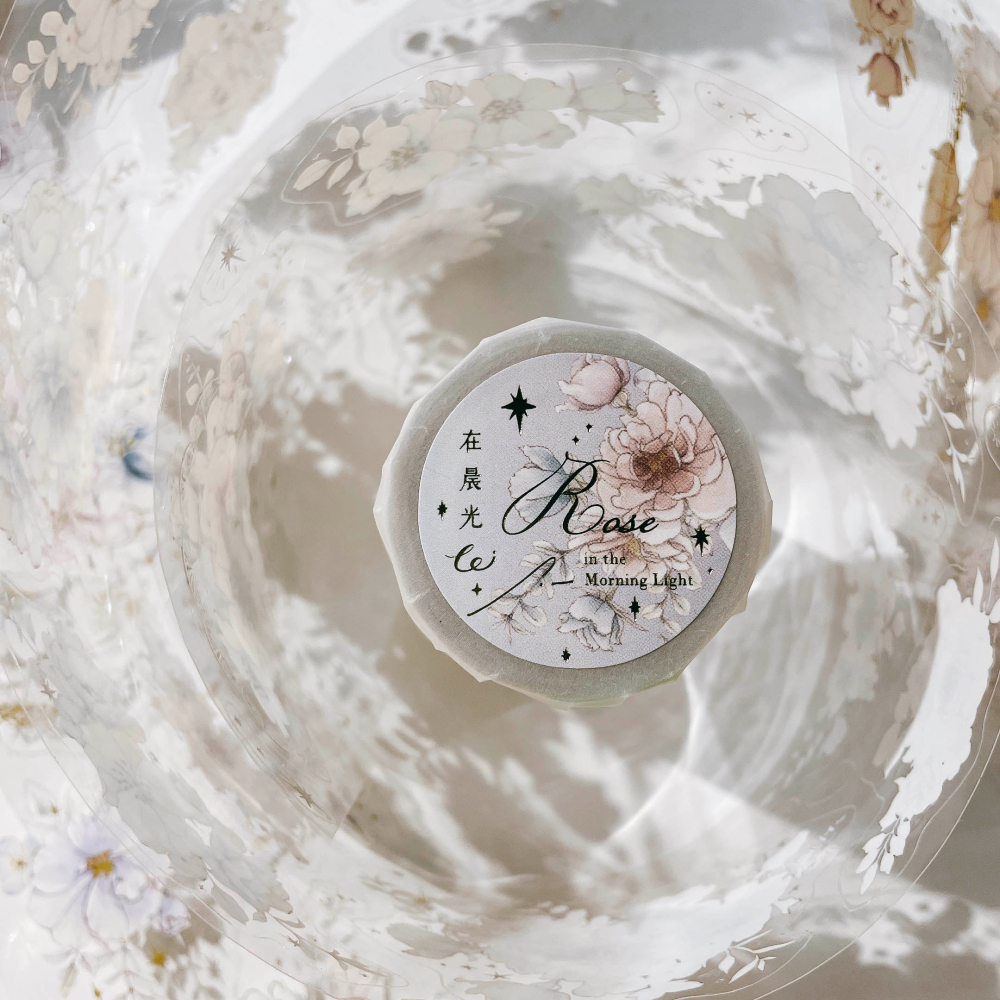 樂意 在晨光的玫瑰Rose in the Morning Light 7cm亮面割型燙金PET膠帶【立夏手帳生活】-細節圖6