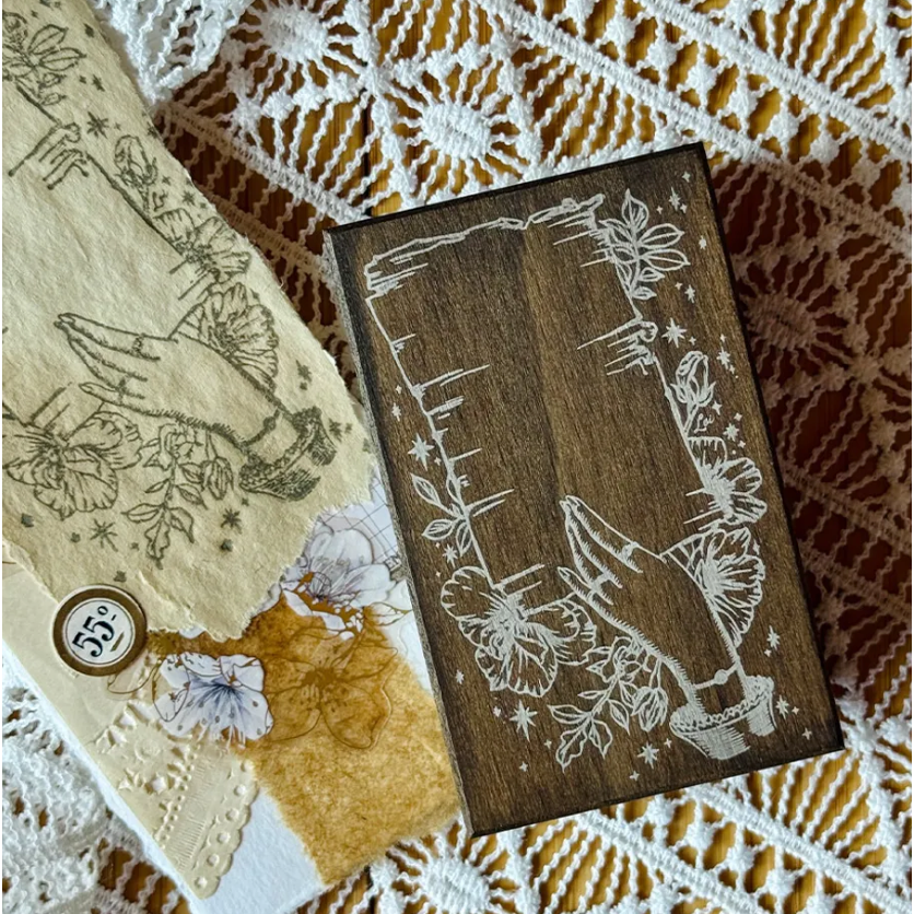 【最新6款】樂意 日常光點染木印章「後院的葉子/欒樹的葉子/古老的信紙/厚厚的信封/光與繡球/晨光與花」【立夏手帳生活】-細節圖4